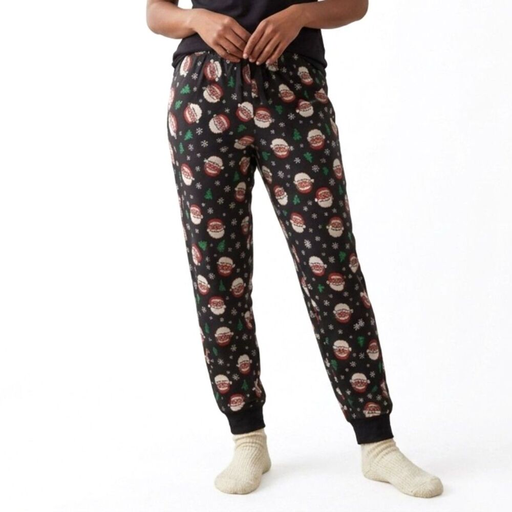 No Boundaries Womens XXL Christmas Santa Print Jogger Pajama Pants Drawstring
